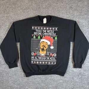 Snoop Doggy Dog Gildan Ugly Christmas Sweater Sweatshirt Size M Black Holiday